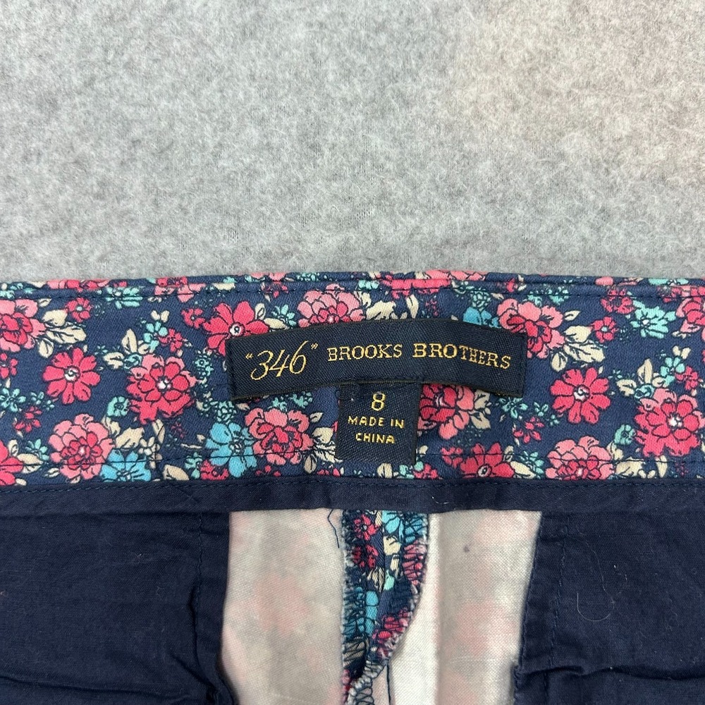 Brooks Brothers Womens Shorts Blue Pink Floral Casual Spring Summer Preppy Sz 8 - Picture 8 of 13